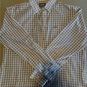 Faconnable Navy and White Plaid Men's Shirt